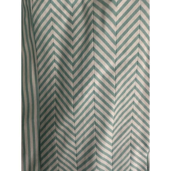 TALBOTS Womens Size 4 Vintage Striped Blouse Dress Shirt White Aqua Chevron New - Picture 5 of 8